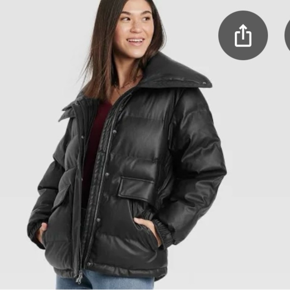 Universal Thread Black Mid-Length Puffer Jacket Quilted Design - Picture 2 of 3